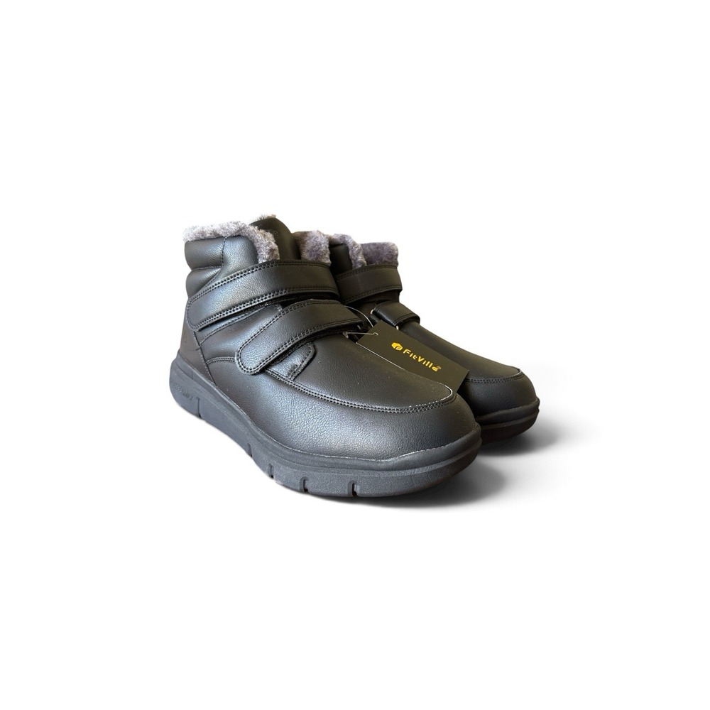 FitVille Men's Extra Wide Winter Snow Boots Fur Lined Water-Resistant Non-Slip